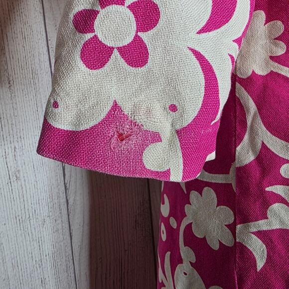 VTG 60s Andrade Resort Shops Hawaiian Pink/White Hibiscus Floral Mod Dress, Sz M - Picture 7 of 10